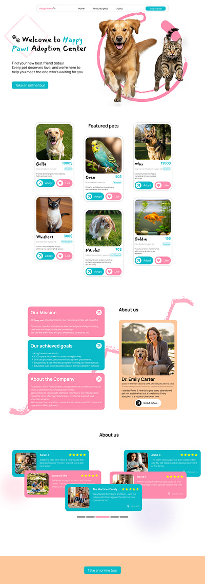 HappyPaws Pet-Adoption center website. branding design graphic design ui ux