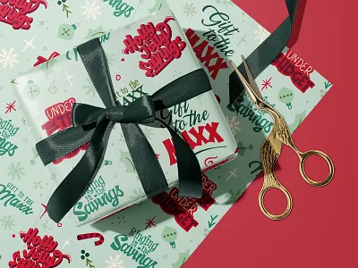 TJ Max 2022 Holiday Campaign Wrapping Paper branding campaign design drawing holiday illustration lettering organic pattern present print retro script typography vector wrappingpaper
