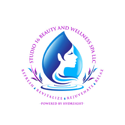 Logo Design:Studio 16 Beauty and Wellness Spa beauty beauty salon blue branding custom logo design graphic design illustration logo social media marketing spa vector water drops