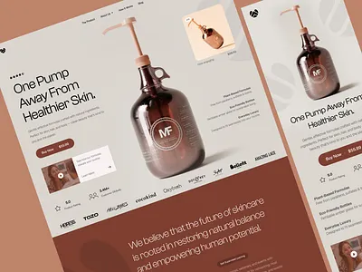 Skincare ecommerce design amber bottle product shot beauty product landing page clean beauty website cosmetic product feature direct to consumer brand eco friendly beauty brand gentle skincare design health and beauty design landing page luxury skincare website minimal product layout neutral tone ecommerce plant based skincare refillable packaging ui shopify skincare ecommerce design store web website wellness product site