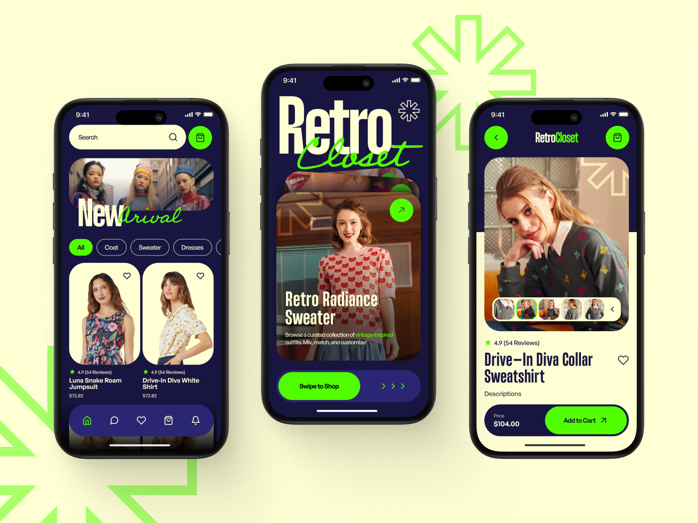 RetroCloset: All Screen & Identity rounded controls ui