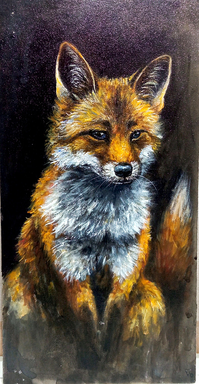 Original Acrylic Painting Fox – Animal Artwork by Ukrainian Art animal art fox hand painted paint painting pet ukraine wild