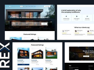 Real Estate Website Design agent website design animation branding dribbble ui ux design graphic design house search website landing page logo luxury real estate motion graphics property listings website real estate real estate landing page real estate website rex ui ui ux web design website wingly agency