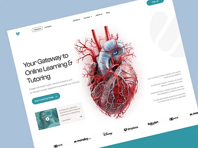 Learning Platform Landing Page b2b website clean ux layout design doctor training interface edtech edtech platform healthtech landing page interactive learning portal landing page learning medtech platform modern saas design on demand learning online education online tutoring platform saas design saas landing page saas web design saas website science based course design