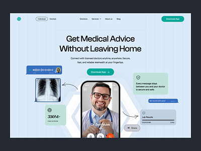Telehealth Mobile App Landing Page app landing app landing page app marketing page app website digital care service doctor video consultation healthcare healthcare app website healthcare saas interface landing page mobile app landing page mobile app website mobile health app ui modern saas design patient first web design saas design saas landing page saas web design saas website telehealth app landing