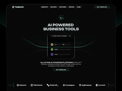 Taskco - AI SAAS Webflow Template agency ai analytics automation finanace landing page minimal modern project management saas task management technology template web 3 web design webflow workflow