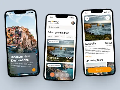 Travel Mobile App app ui clean ui destinations app minimal ui mobile app phone app tour app travel app travel mobile app travel phone app ui design