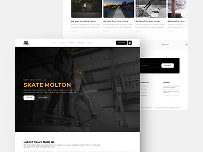 Skate Molton - Vanilla Full-Stack Website Redesign blogs board boarding clean footer header landing modern navbar skate ui ux website