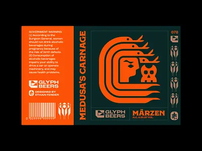 Glyph Beer 78 ancient beer beer label dragon fable fantasy folklore icon logo medusa mythology nature packaging serpent skull snakes symbol