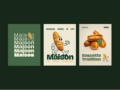 Bread Poster Design baguette bakery branding bread cafe croissant graphic design illustration logotype mascot poster shop wordmark