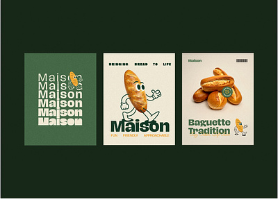 Bread Poster Design baguette bakery branding bread cafe croissant graphic design illustration logotype mascot poster shop wordmark