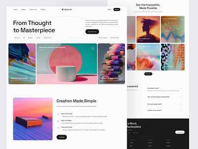 Mythos AI - AI Generated Image Landing Page 3d 3d illustration ai ai generated image clean design landing page minimalist saas startup tech ui ux web app web design