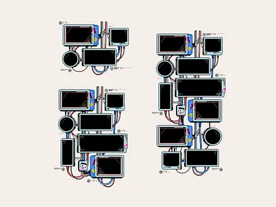 Cyber screens branding cyber design digital electronic future graphic design icon icon set illustration infographic logo retro sci fy screens technology ui ux vector