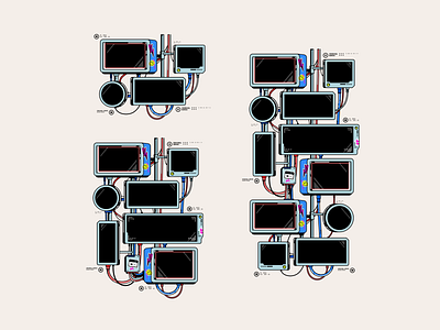 Cyber screens branding cyber design digital electronic future graphic design icon icon set illustration infographic logo retro sci fy screens technology ui ux vector