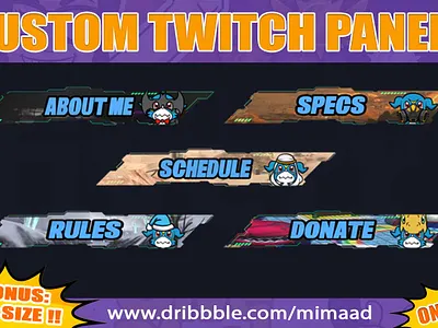 I will design custom special twitch panels buttons anime banner custom banner custom order custom panel custom twitch panel custom twitch panels design emotes graphic design illustration logo panel panels sub badge twitch twitch banner twitch icon twitch panel twitch panels