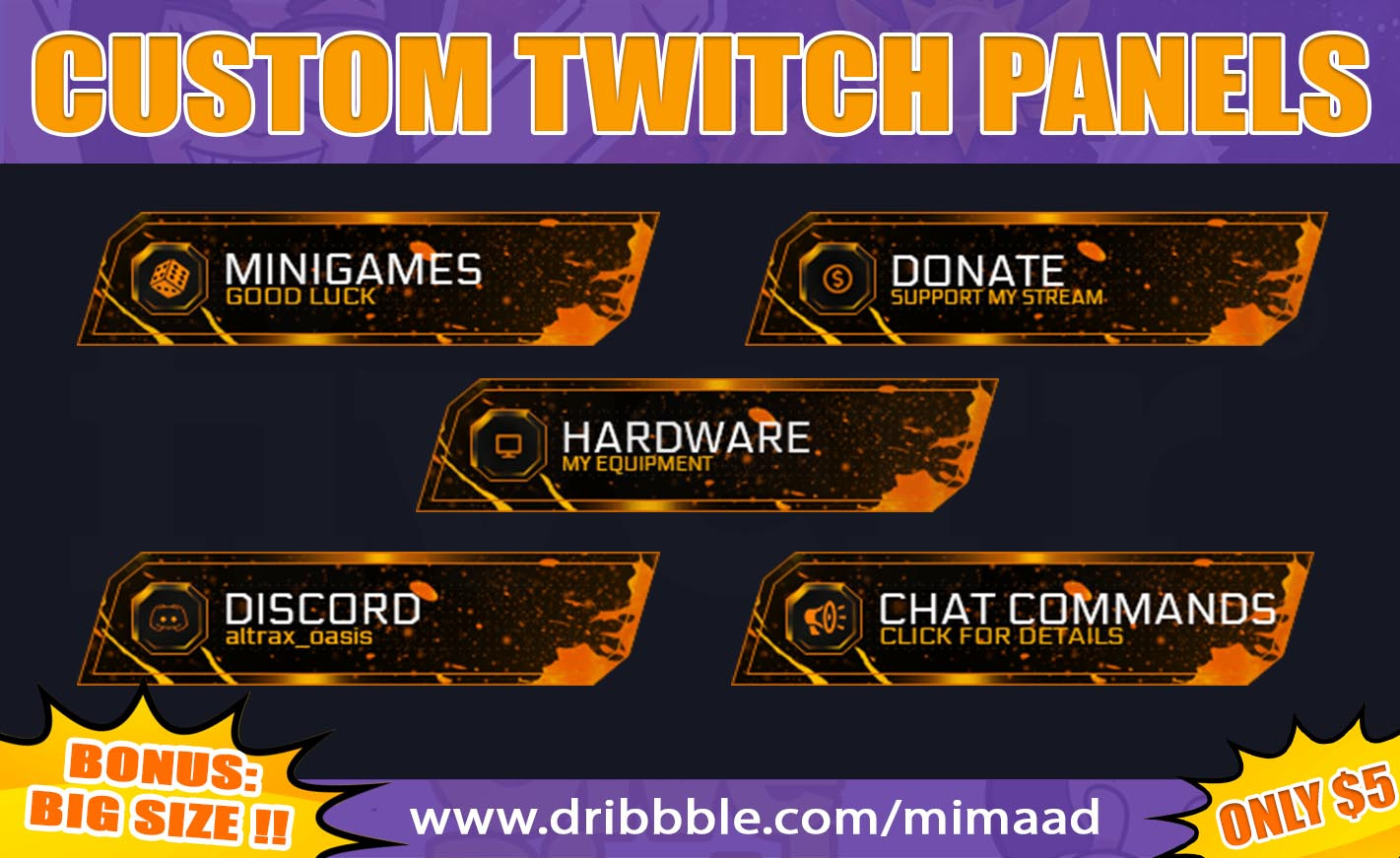 Example of Design Custom Twitch Panels Buttons