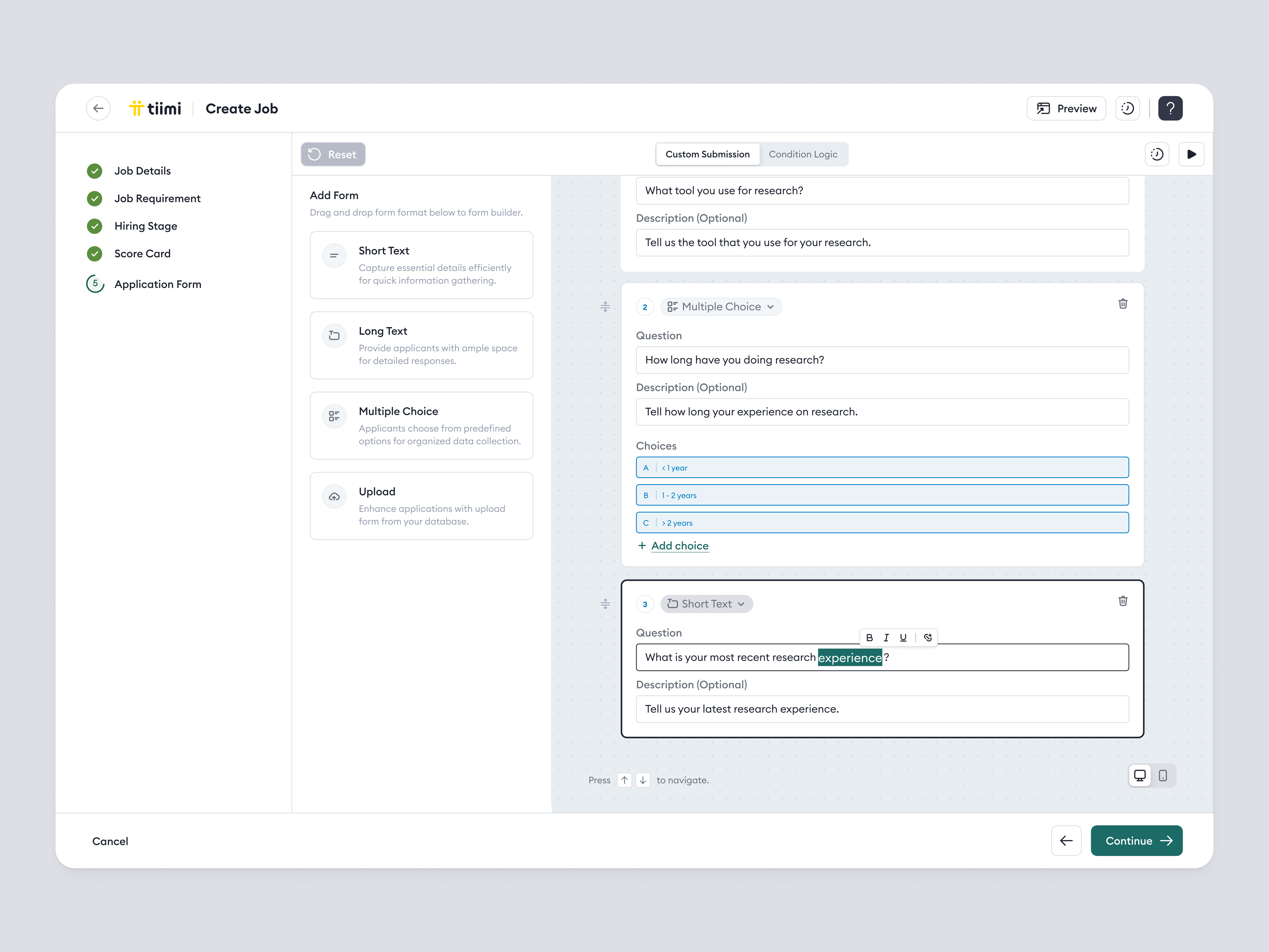 Tiimi — Job Creation Flow in HR Management SaaS candidate company dashboard hiring hr management hrd hrm human resources job job management product design recruitment saas saas design talent acquisition talent management ui ux web design