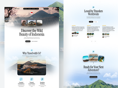 Travel Landing Page booking platform clean ui design destination explorer interactive landing page landing page design minimalist design modern web ui responsive design tourism website travel agency website travel booking travel inspiration travel landing page travel ui travel website trip planner uiux design user experience web design website design