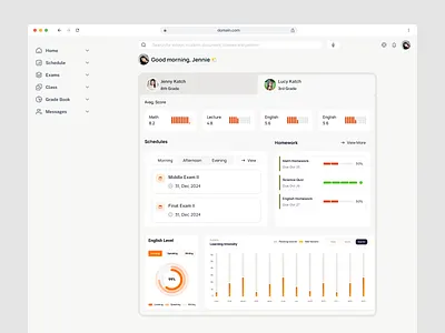 Dashboard with Multi-Child Monitoring admin child component dashboard design education monitoring parrent student ui ux web