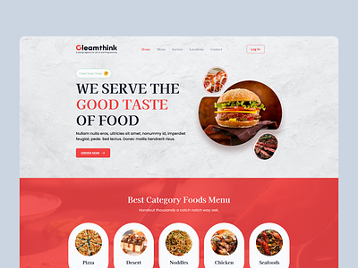 Restaurant Landing Page-(Gleamthink) clean design food health minimalist restaurant ui uiux ux vegetables webdesign