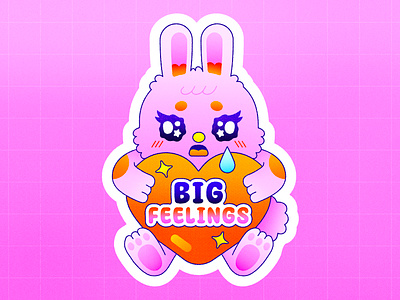 Big Feelings anxiety bunny character design childrens illustration colorful crying cute character design flat graphic design heart illustration illustrator kawaii love rabbit texture typography valentines day vector