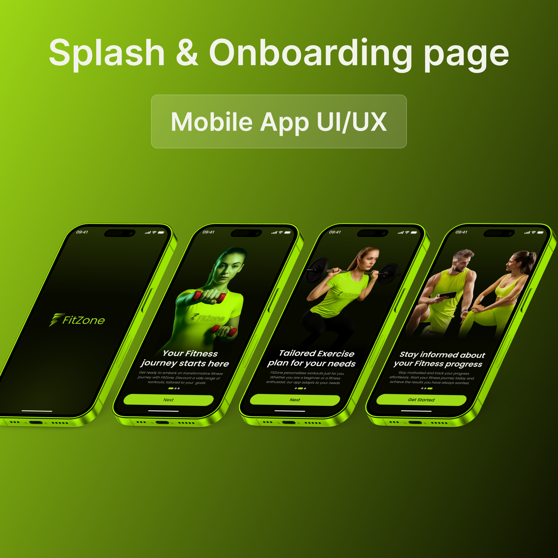 FitZone - Mobile app | Health & Fitness | UX & UI app application dark darkui fitness fits healthy mobile app ui uiux