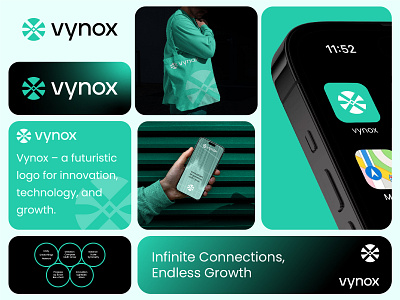 Vynox Branding abstract logo app icon blockchain logo brand identity branding crypto logo design fintech logo innovative logo logo minimalist logo modern logo secure logo startup logo symbol logo technology logo
