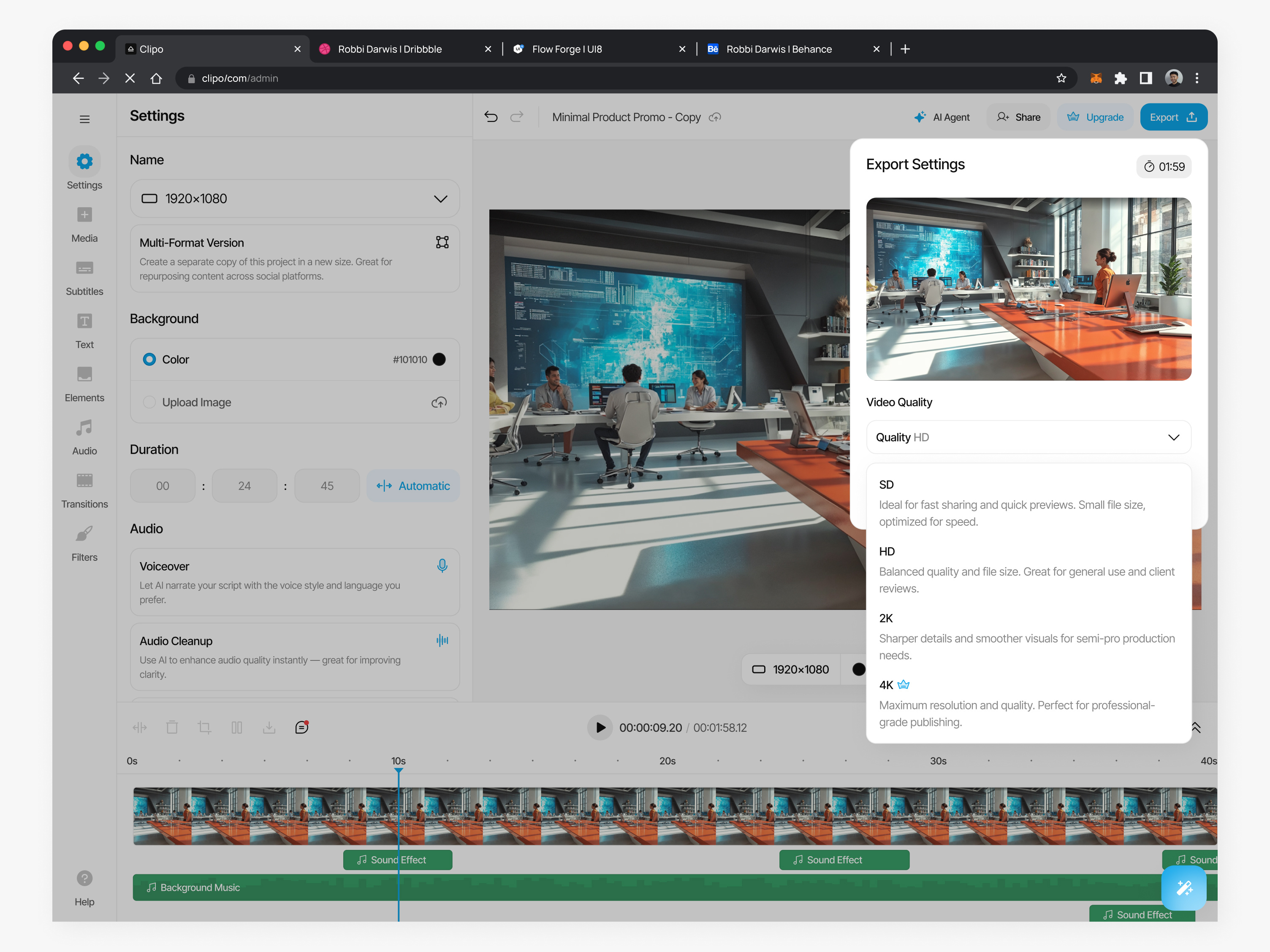 Example of Ai For Video Editor App (UI/UX Design)