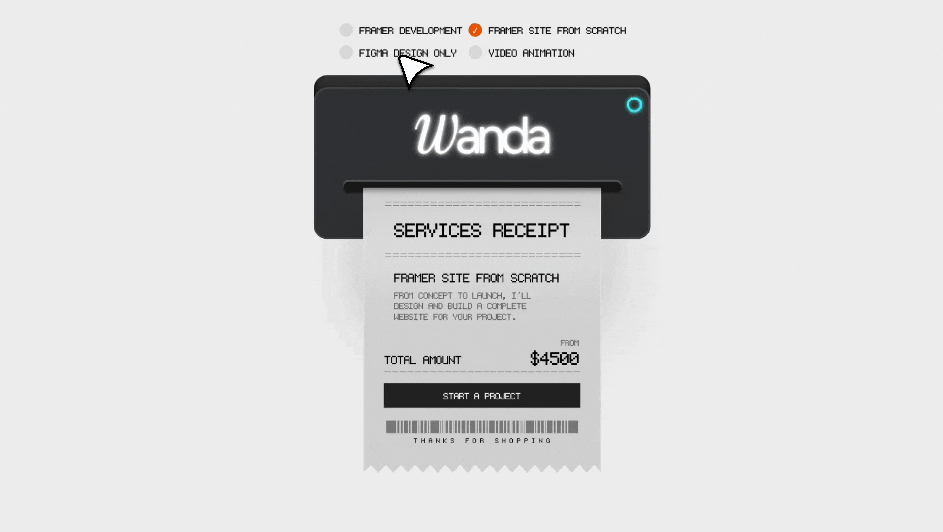 Lifelike Invoice Printer: Powered by Rive on Framer animation framer motion graphics rive ui web design