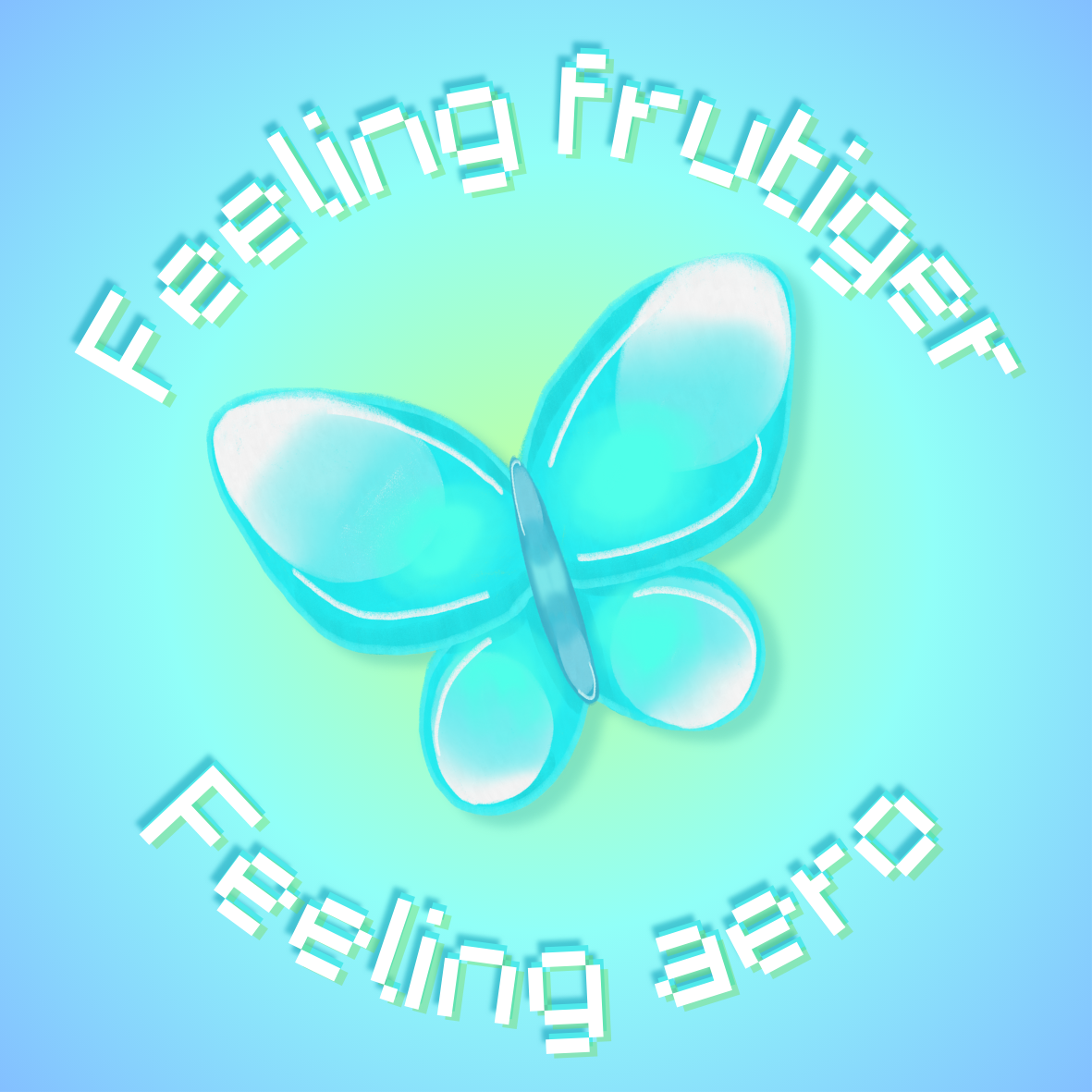 Feeling Aero ✧･ﾟ: * aero blue bright butterfly cute cyan frutiger frutiger aero gloss illustration kawaii poster simple