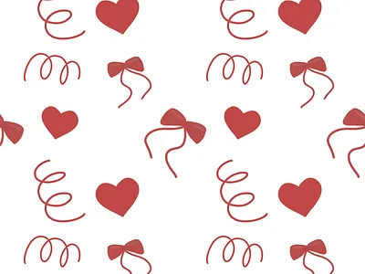 Lazito (Seamless Pattern) clean cute fabric gift heart illustration kawaii minimalistic red ribbon seamless pattern simple white