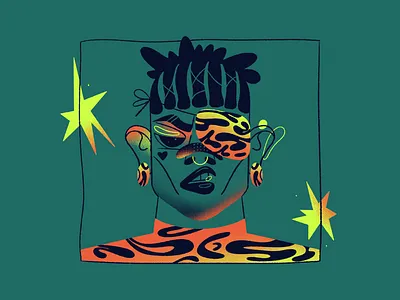 Wild & Stylish animal badass blog illustration character character design flat illustration green grumpy illustration male character man neon swag wild