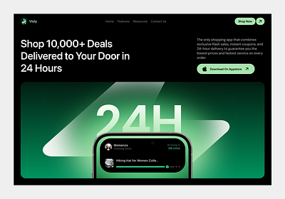 Ecommerce App/ Header Section / Landing page/ Dark Mode app design figma header landing page landing pages saas section ui uiux web design website design