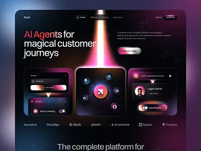 Customer-facing AI agent website branding design illustration landing page logo ui user interface web webdesign website