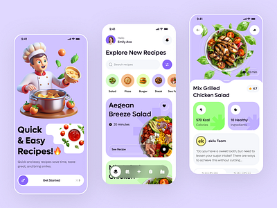 AI Food Recipe App ai app ai food recipe clean app cook cooking app food food app food recipe app mobile app recipe recipe app recipe app design restaurant app splash screen ui design