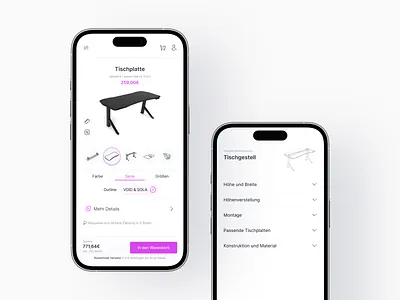 Configurator - Tischplatte configurator configure desk tischplatte ui