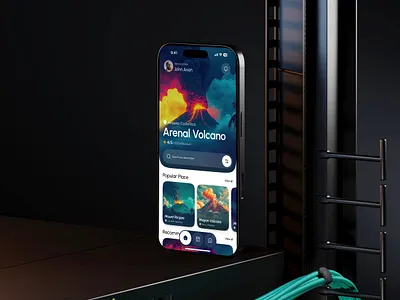 Home Page - Volcano Explore Mobile App adventure app design booking booking app mobile app mobile ui tour tourism tourist travel travel agency travel app travel service trip ux vacation volcano app volcano explore volcano travel