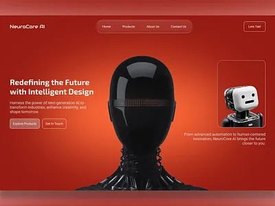 NeuroCore – Futuristic AI Hero Page 🤖✨ ai ai web animation artificial intelligence branding figma future futuristic graphic design hero page mockup modern robot robotics ui
