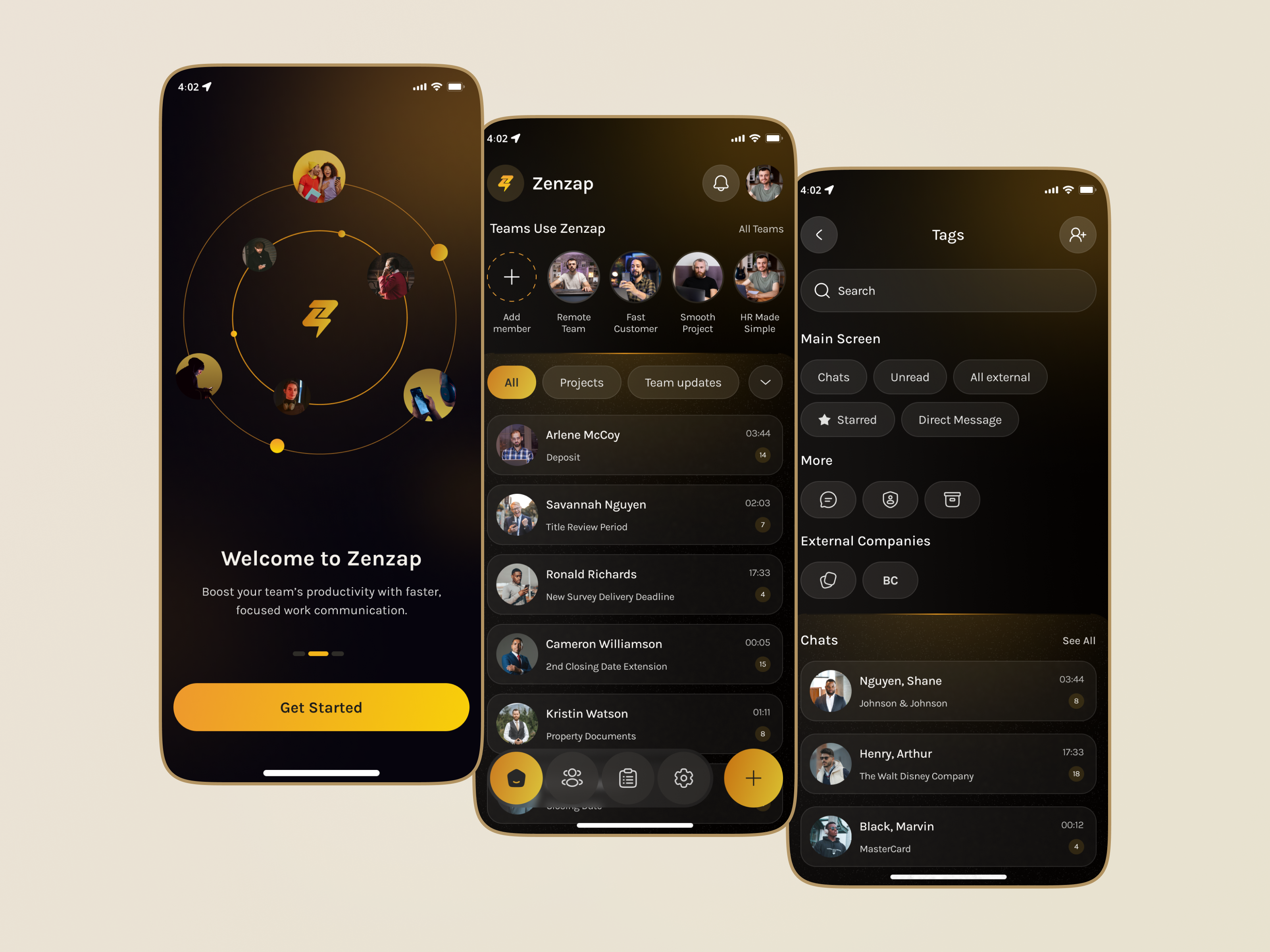 Zen zap - Online Communication App Design chat interface clean design communication app community conversion dark ui home management interface message minimal design online online communication online streaming online talk product design social network team chat video call video stream