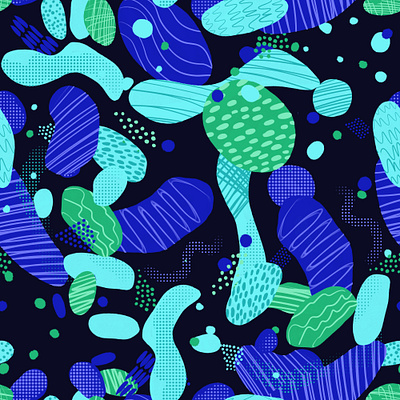 Vibrant Sea Organic Shapes. Seamless pattern blue fabric fashion graphic design pattern sea seamless pattern textile