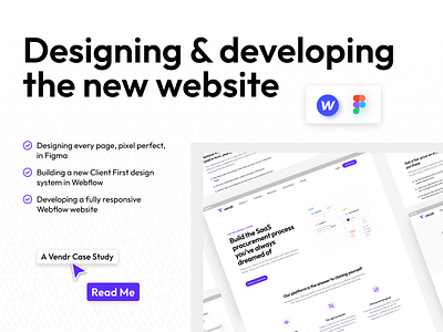 Designing & Developing Vendr's new website brand identity branding design figma product illustrations saas tech ui vector visual design web design webflow website