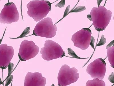 Watercolor Violet Flowers With Leaves. Seamless pattern fabric fashion flower pattern seamless textile violet watercolor