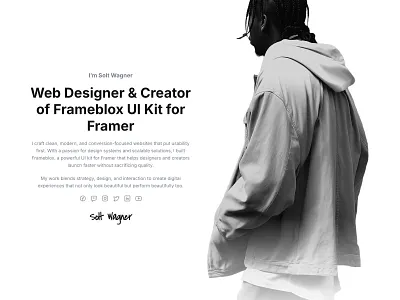 About website template for Framer built with Frameblox UI kit about bio component framer header hero landing library template ui ui kit webdesign website