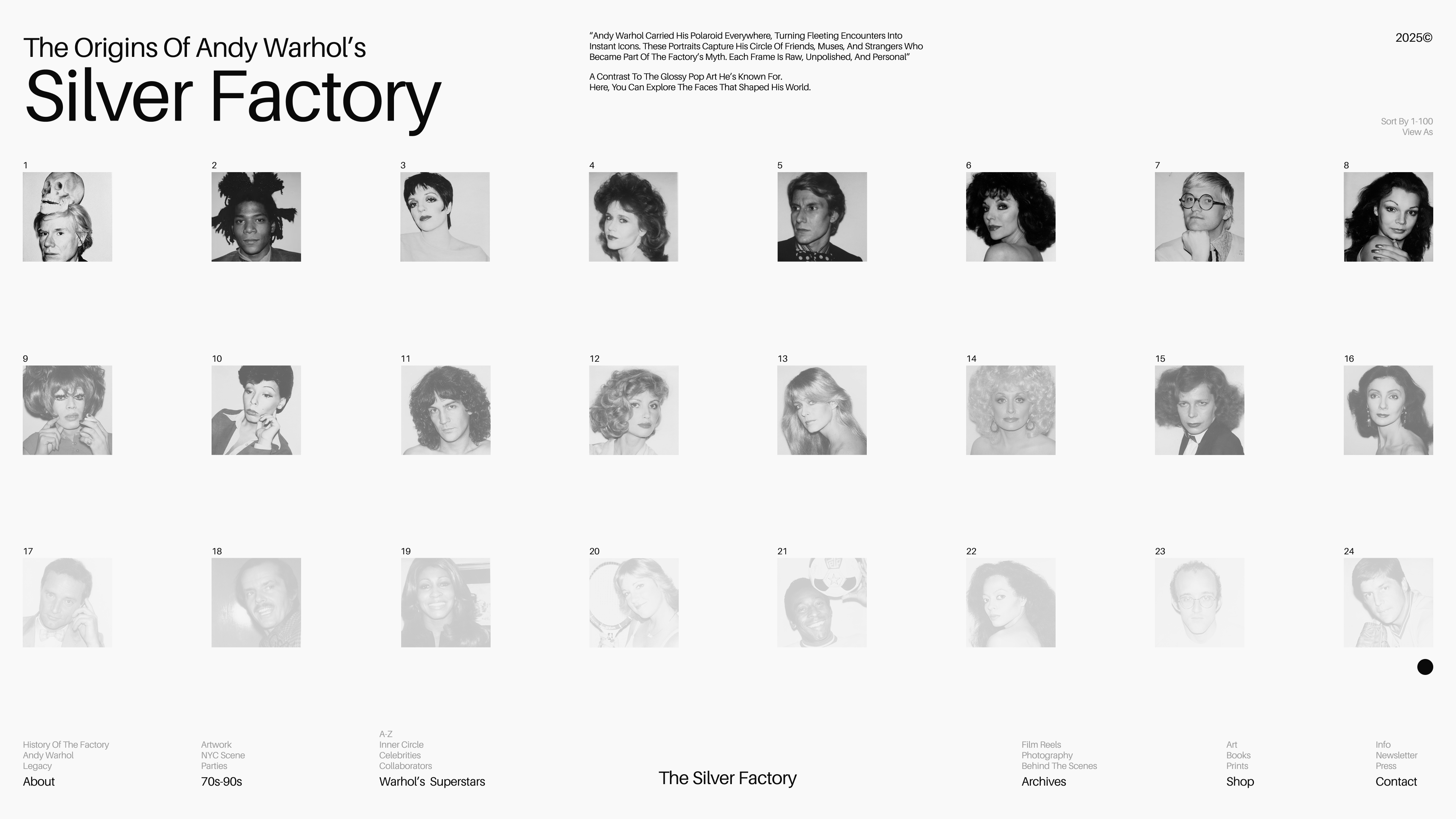 Silver Factory / Landing Page Design andy warhol andy warhol polaroids art blackwhite bw graphic design landing page landing page design layout minimalism photography ui uiux ux web web design
