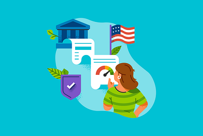 Credit Score in the US Hero Illustration bank business cash character credit credit score finance fintech illustration international statement tax texture us