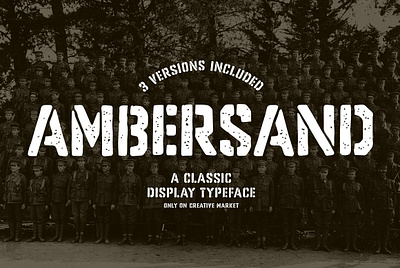 Ambersand Classic Stencil Typeface display font display sans hand lettered font heavy font military font outdoor font rough font sans serif font sans serif typeface stencil stencil font thick font