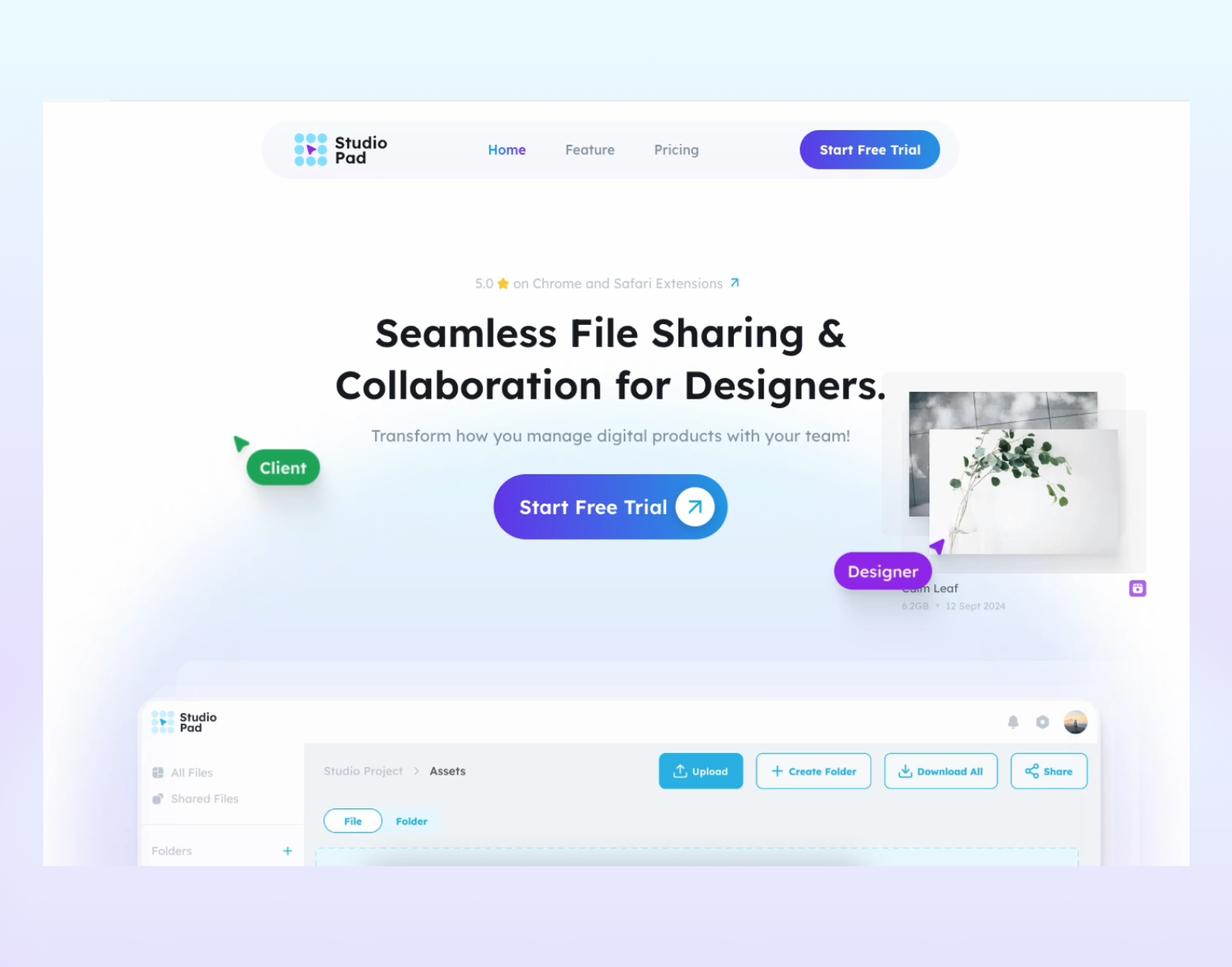 Studiopad - Cloud storage website design animation b2c backswitch clean design cloud storage cloud storage website cloud storage website design digital product figma framer fun design motion graphics real project responsive ui ux web web design website website design