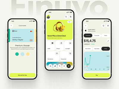 Finuvo - Finance App Design app design artxis banking banking app design card clean crypto cryptocurrency finance finance app design fintech ios app design minimal product design transaction ui ui design wallet app