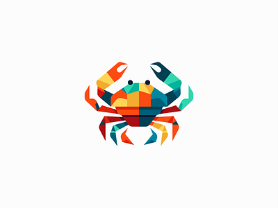 Colorful Crab Logo animal aquatic branding colorful crab design geometric icon identity illustration logo marine mark nature ocean restaurant seafood symbol vector