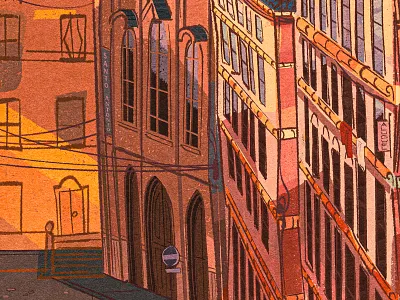 Portugal City Street 2d animation background building cartoon cathedral city cityscape colorful europe expressive illustration lisboa lisbon portugal retro spain urban vintage